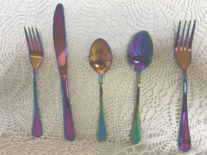 48 teiliges irisierendes Besteckset mit Serviergeschirr schönes Design...Service 8 - Bild 1 von 12