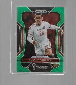 2022 PANINI PRIZM WORLD CUP SOCCER GREEN WAVE YUSSUF POULSEN #76 - Picture 1 of 1