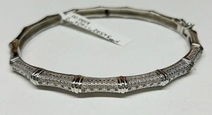 REAL DIAMOND 925 STERLING SILVER VICTORIA TOWNSEND WOMEN BANGLE BRACELET 7'' NEW - Picture 1 of 9
