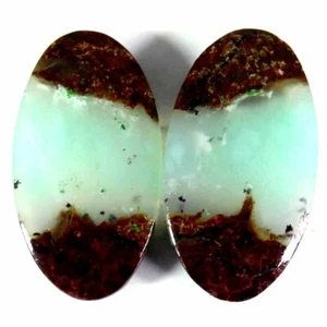 38.55Cts 15X28X5mm 100% Natural Bio Chrysoprase Oval Cab Matched Pair Gemstone - Picture 1 of 5