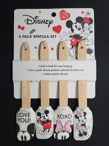 4 Pack Disney Mickey Minnie Mouse Silicone Spatula Love Gift Set Utensils - Picture 1 of 6