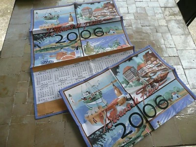 2 torchons ancien vintage en coton  calendrier  2006 - Photo 1/2
