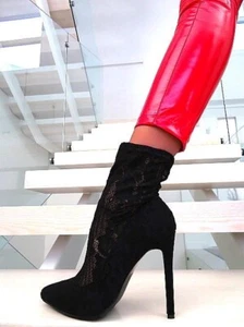 Diamond Original High Heels Stretch Boots Black 37 - Picture 1 of 6