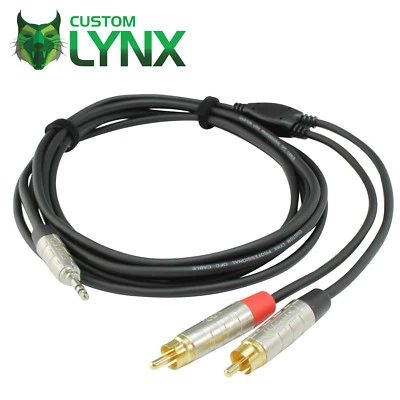 Rean Neutrik 3.5mm Stereo Jack to 2 x RCA Phono Plugs Cable. Pro Mini Jack Lead