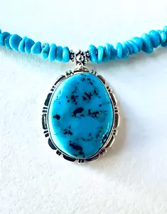 Collar turquesa de plata esterlina/bella durmiente navajo de Richard Curley RCC - Imagen 1 de 3