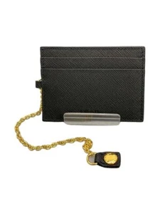 Tarjetero para mujer PRADA de cuero negro color liso Saffiano usado - Imagen 1 de 5