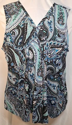 Top Dana Buchman verde azulado, verde menta y negro sin mangas XXL carrera usado en excelente estado Foto 1 de 4