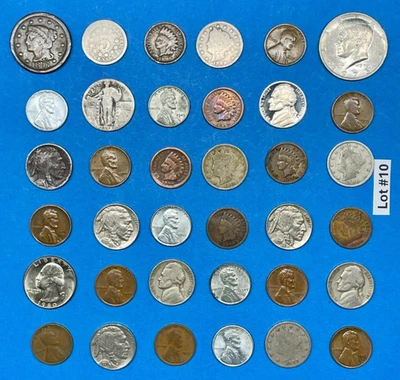 Junk Drawer Lot of 36 US Coins ~ 1847 Large Cent, Silver Quarter, & More - Image 1 of 4