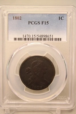 1802 Draped Bust Large Cent 1C PCGS F15 #8651 - Image 1 of 4