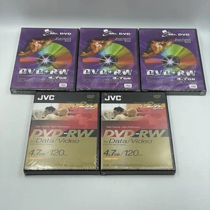 5 x DVD RW ReWritable Disc • JVC & Mr DVD • 4.7GB 120Min • New & Sealed - Picture 1 of 6