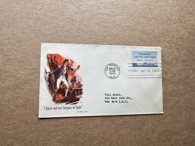 US 1945 FDC +UN Conference #928 +Paul Jones "I have not yet begun to fight" - Image 1 of 2