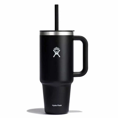 Vaso de viaje Hydro Flask 40 oz negro con mango y pajita Foto 1 de 4
