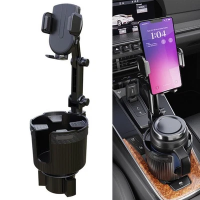 Car Cup Holder Phone Mount Auto Cell Phone Stand w/ Drink Expand Adjustable Base - Image 1 of 4