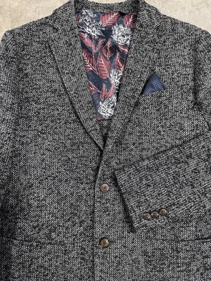 Ted Baker Blazer Jacket Mens 3 (38) Grey Tweed Herringbone Wool Blend Sport Coat - Image 1 of 4