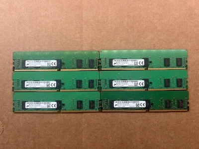 Lote de 6 x 8GB MICRON 1RX8 PC4-2400T-RD1-11 MTA9ASF1G72PZ-2G3B1MK Servidor ECC RAM Foto 1 de 4
