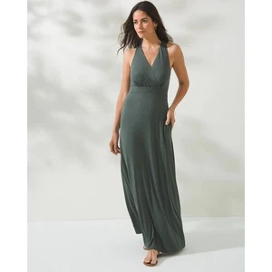 Soma Weekend Soft Jersey Neckholder Maxi BH Kleid Nightwatch Oliv Damen XS - Bild 1 von 12