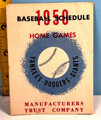Calendario de béisbol 1950 de los Dodgers, Yankees y Gigantes de Brooklyn Mfg. Trust Co.🔥 Foto 1 de 4
