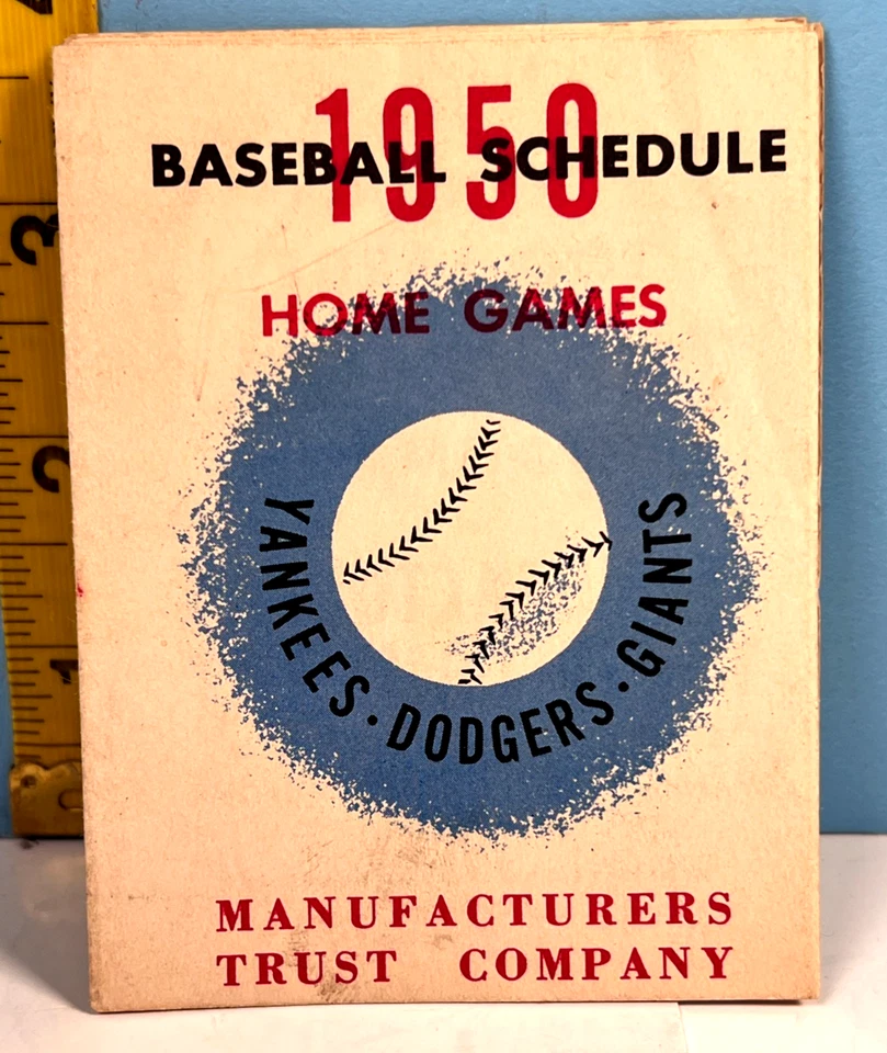 1950 Brooklyn Dodgers, Yankees and Giants Baseball Schedule Mfg. Trust Co.🔥 - Image 1 of 4