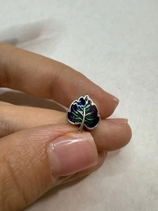 PANDORA PURPLE & GREEN LEAF CHARM - Picture 1 of 5