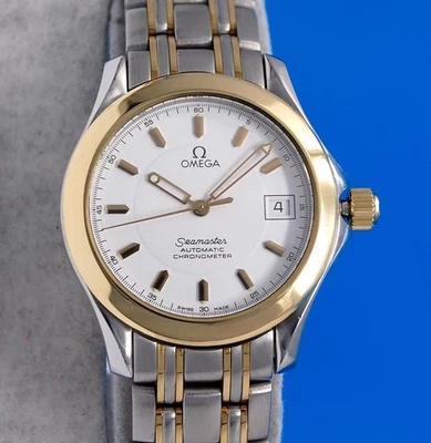 Mens Omega Seamaster 18K Gold SS Automatic Chronometer watch White Dial 2301.21 - Image 1 of 4