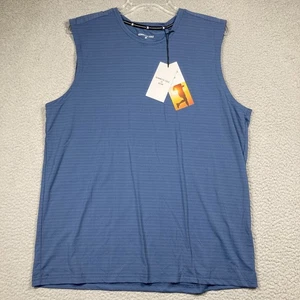 Kenneth Cole Active T Shirt Men's Large Blue Gray Tech Muscle Tee Sleeveless NEW - Picture 1 of 11