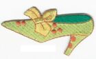 3" Gold Bow Red Dot Green Shoe Heels Embroidery Applique Patch