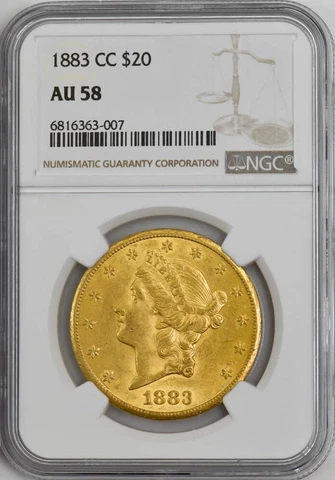 1883-CC $20 Gold Liberty AU58 NGC 946751-7 Cover
