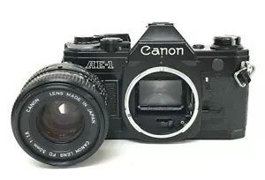 【Exc+5】Cámara fotográfica Canon AE-1 35 mm SLR cuerpo negro + lente 50 mm f/1,8 de JAPÓN - Imagen 1 de 10