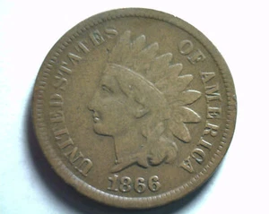 1866 INDIAN CENT PENNY VERY GOOD / FINE VG/F NICE ORIGINAL COIN FROM BOBS COINS - Picture 1 of 2