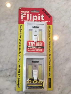 Nebo FlipIt 2 pack 215 Lumen LED Universal Mount Work Light Switch AAA batteries - Image 1 of 2