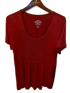 Top tunica donna Torrid taglie forti 2x marrone super morbido scollo a scoop elasticizzato smocked - Foto 1 di 6