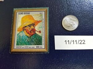 Vincent Van Gogh self-portrait with a pipe and straw hat 2017 Guine-Bissau Stamp
