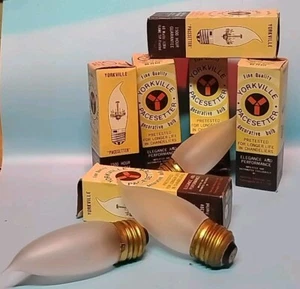 (6) Vtg Yorkville Industries 40w Flame Tip Frosted 120v Medium Base Lamp Bulb - Picture 1 of 4