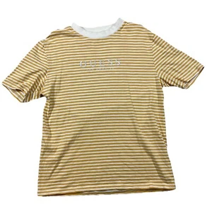 Camisa Guess Originals Para Hombre XS Camiseta a Rayas Amarillas Logo Bordado Retro F2 - Imagen 1 de 5