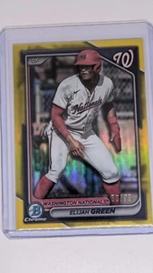2024 Bowman Chrome Baseball Elijah Green #BCP-72 *Yellow Refractor /75 - Picture 1 of 2