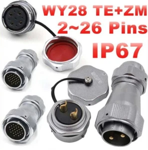 WY28 TE+ZM Aviation Plugs Nut Sockets IP67 Waterproof Connector 2 3 4 7~26 Pins - Picture 1 of 55