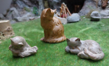 Katze mit 2 Kätzchen Krippen-Figur 18 cm Bergland Holz geschnitzt 1xPorto Deko