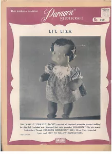 Vintage Paragon Needlecraft 0531 Li'l Liza Black Americana Doll Kit Unused - Picture 1 of 4