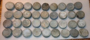 36 ALTE VINTAGE KUGEL METALL ZINKDECKEL FÜR EINMACHGLÄSER ECHT ZINKDECKEL - Bild 1 von 8