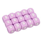 15 pièces perles de silicone alphabet carré, 12 mm lettre B, violet clair blanc