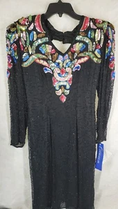 Colorful Vintage Beaded Sequin Swee Lo Dress New With Tags Large - Picture 1 of 9