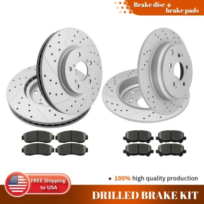 Juego de pastillas de cerámica de rotores de freno delanteros traseros perforados para Honda Odyssey 2011-2014 Foto 1 de 4