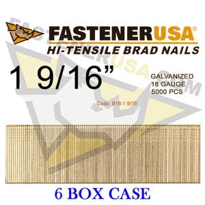 1 9/16" 18 Gauge Straight Brad Finish Nails 18 ga (5,000 ct) (Case of 6) - Picture 1 of 1