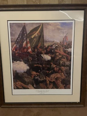Framed Civil War Print – Battle of Bull Run – Irish Brigade – Signed Art - Image 1 of 4