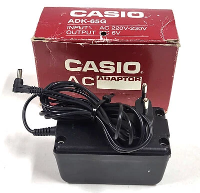Casio ADK-65G AC Adaptor DC 6V ac 220V-230V Europlug AY669 - Image 1 of 3