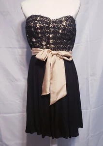 Vestido Anthropologie Lil Encaje Sin Mangas Talla 10 Negro Cinta Faja Corbata Cremalleras Nuevo con Etiquetas - Imagen 1 de 5