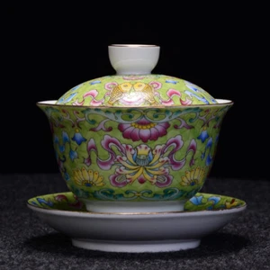 Jingdezhen Craft Porcelain Gaiwan Handpainted Tureen Covered Bowl Cup Saucer Lid - Picture 1 of 25