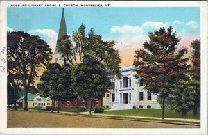 Hubbard Library M.E. Postal publicada Iglesia Montpelier Vermont - Imagen 1 de 2