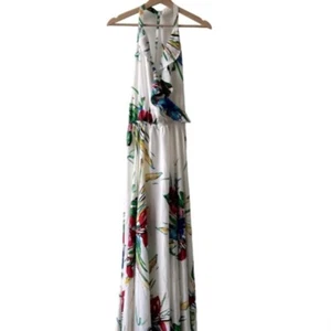 NWT Ark & Co floral maxi dress with ruffle neck size medium Hawaiian bohemian - Picture 1 of 7