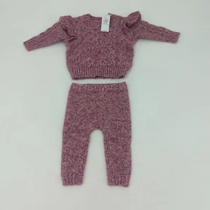 Old Navy Girls Matching Set 0-3 Month Knit Ruffle Sweater & Joggers Newborn Baby - Picture 1 of 7